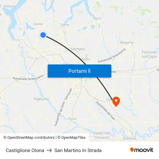 Castiglione Olona to San Martino In Strada map