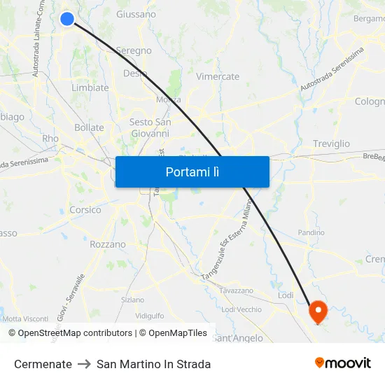 Cermenate to San Martino In Strada map