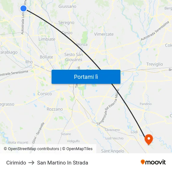 Cirimido to San Martino In Strada map