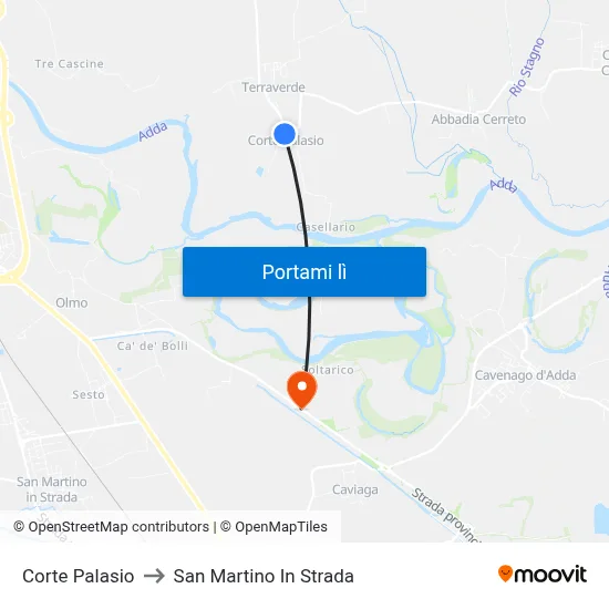 Corte Palasio to San Martino In Strada map