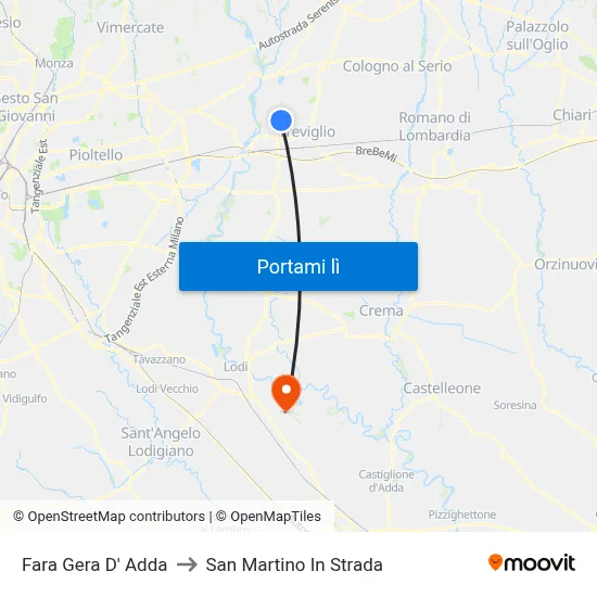 Fara Gera D' Adda to San Martino In Strada map