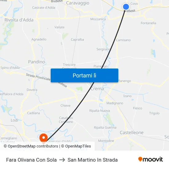 Fara Olivana Con Sola to San Martino In Strada map