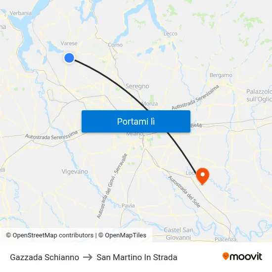 Gazzada Schianno to San Martino In Strada map