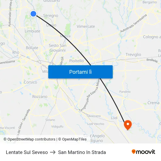 Lentate Sul Seveso to San Martino In Strada map