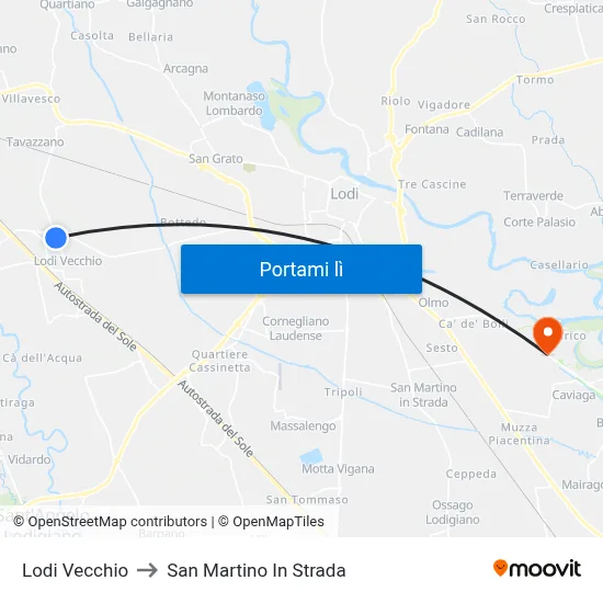 Lodi Vecchio to San Martino In Strada map