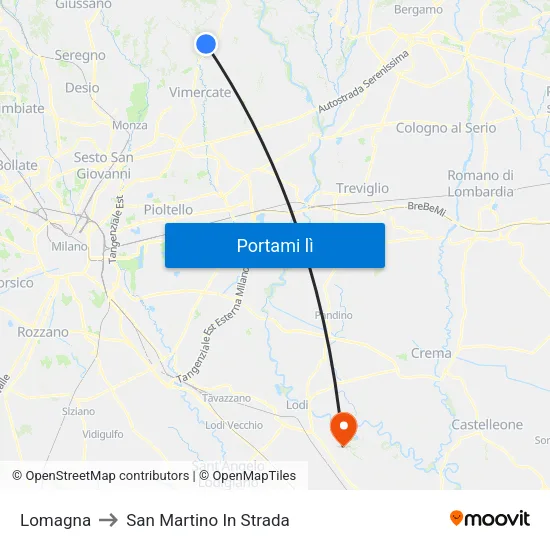 Lomagna to San Martino In Strada map