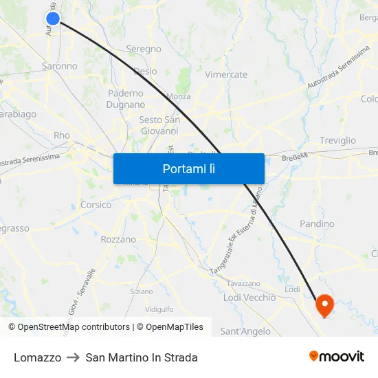 Lomazzo to San Martino In Strada map