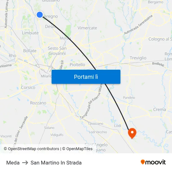 Meda to San Martino In Strada map