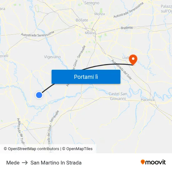 Mede to San Martino In Strada map