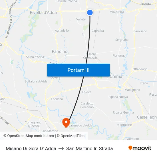 Misano Di Gera D' Adda to San Martino In Strada map