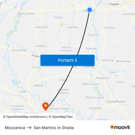 Mozzanica to San Martino In Strada map