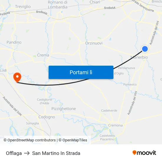Offlaga to San Martino In Strada map