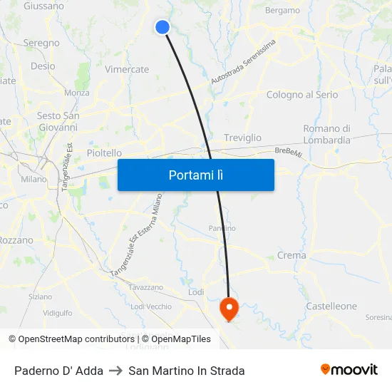Paderno D' Adda to San Martino In Strada map