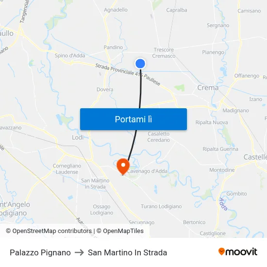 Palazzo Pignano to San Martino In Strada map