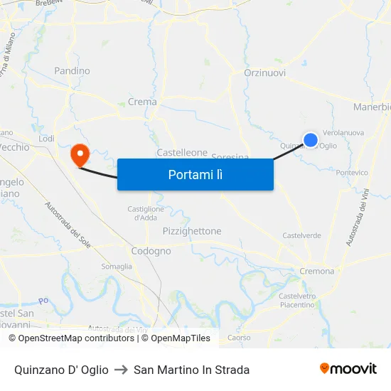 Quinzano D' Oglio to San Martino In Strada map