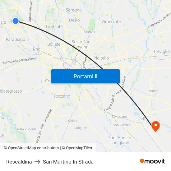 Rescaldina to San Martino In Strada map