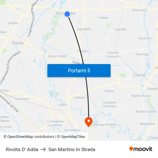 Rivolta D' Adda to San Martino In Strada map