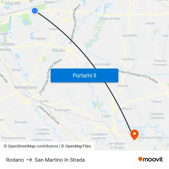 Rodano to San Martino In Strada map