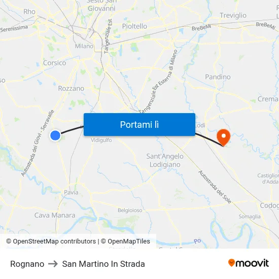 Rognano to San Martino In Strada map