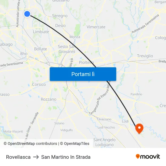 Rovellasca to San Martino In Strada map