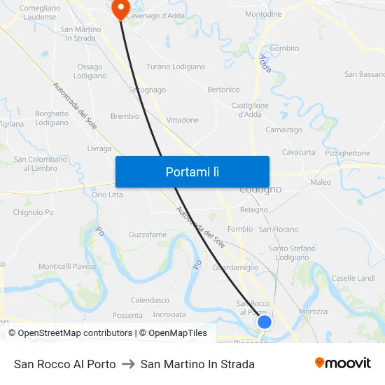 San Rocco Al Porto to San Martino In Strada map