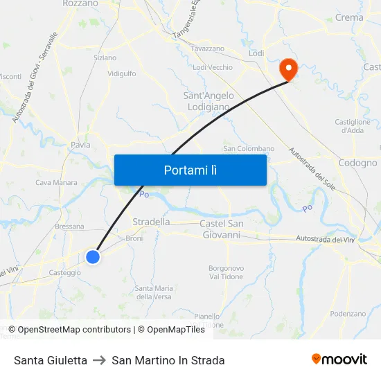 Santa Giuletta to San Martino In Strada map