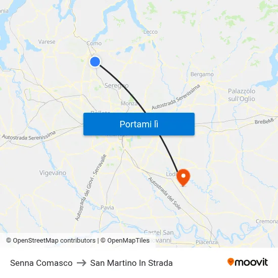 Senna Comasco to San Martino In Strada map