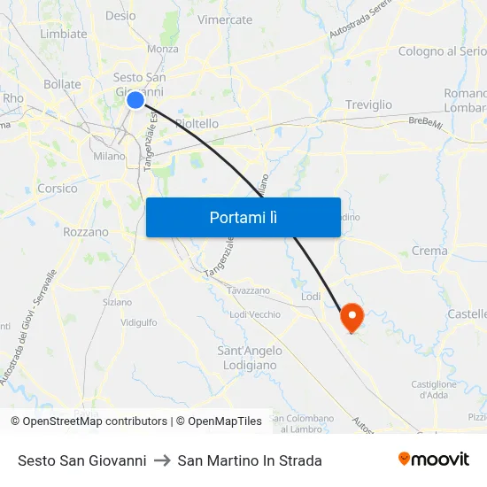 Sesto San Giovanni to San Martino In Strada map