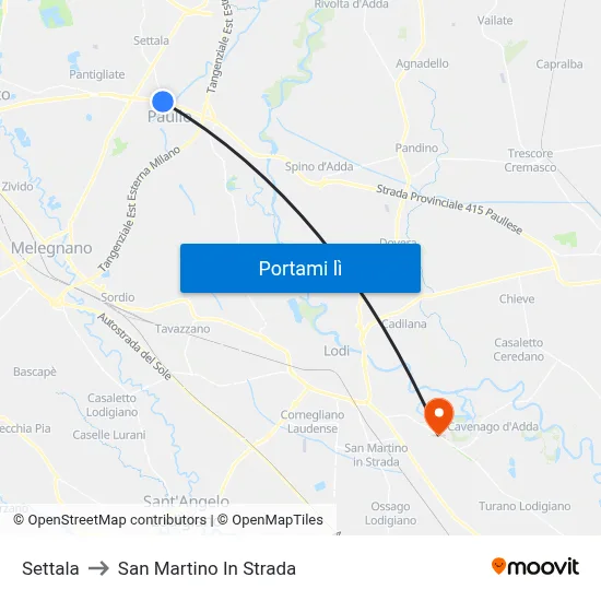 Settala to San Martino In Strada map