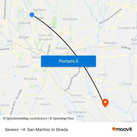 Seveso to San Martino In Strada map