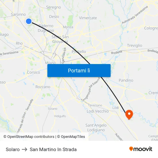 Solaro to San Martino In Strada map