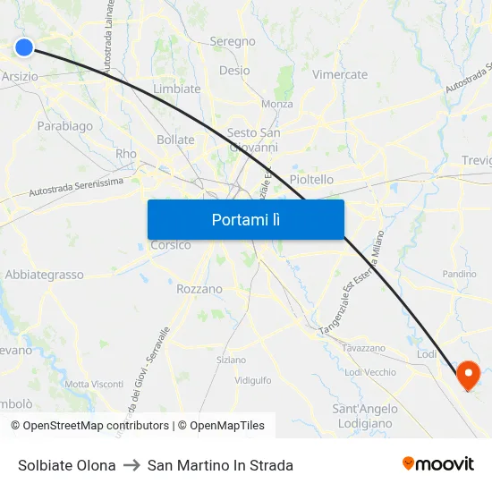 Solbiate Olona to San Martino In Strada map