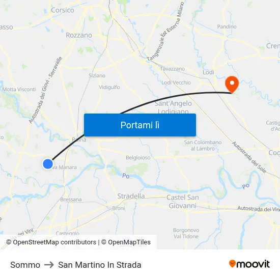 Sommo to San Martino In Strada map
