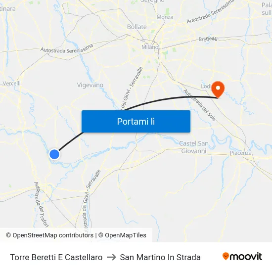 Torre Beretti E Castellaro to San Martino In Strada map