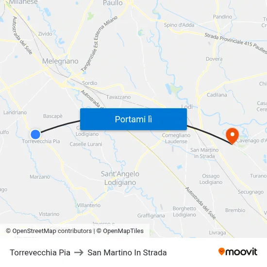 Torrevecchia Pia to San Martino In Strada map