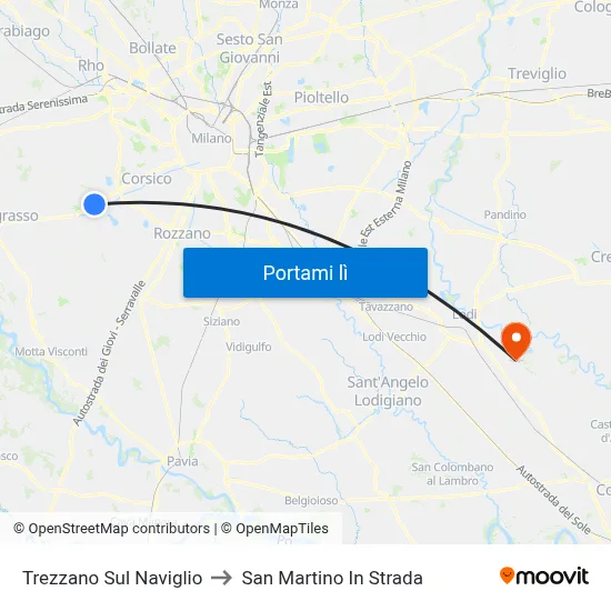 Trezzano Sul Naviglio to San Martino In Strada map