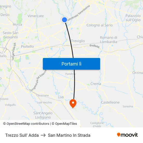 Trezzo Sull' Adda to San Martino In Strada map