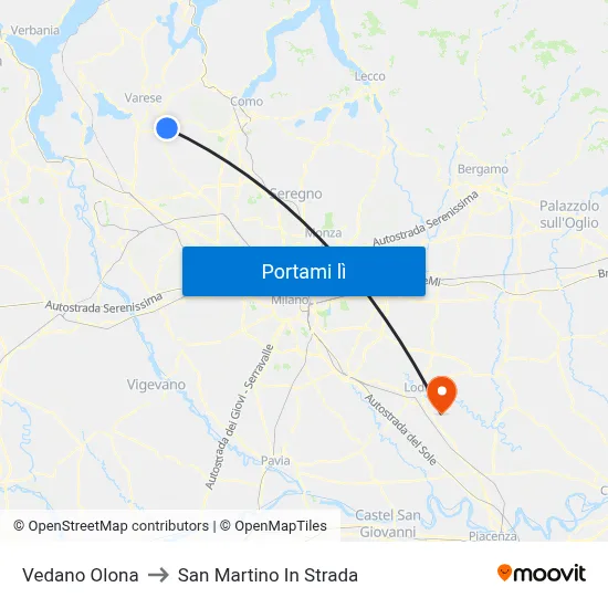 Vedano Olona to San Martino In Strada map