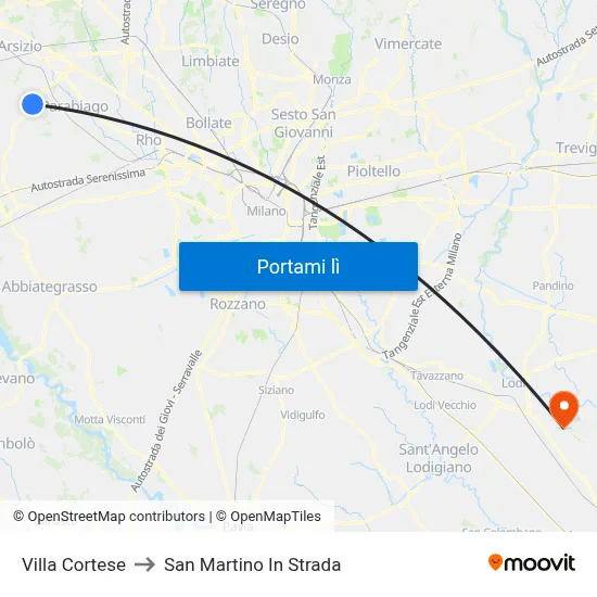 Villa Cortese to San Martino In Strada map