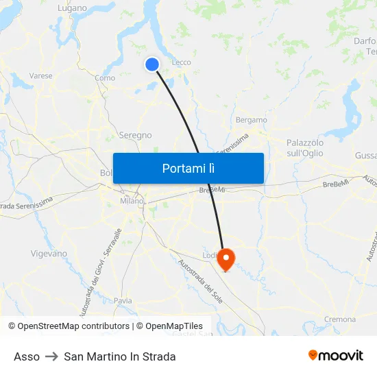 Asso to San Martino In Strada map