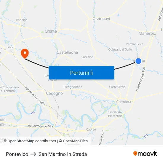Pontevico to San Martino In Strada map