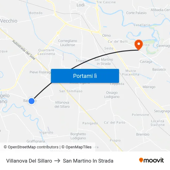 Villanova Del Sillaro to San Martino In Strada map