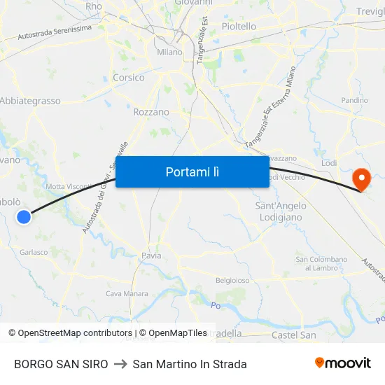 BORGO SAN SIRO to San Martino In Strada map