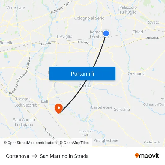 Cortenova to San Martino In Strada map