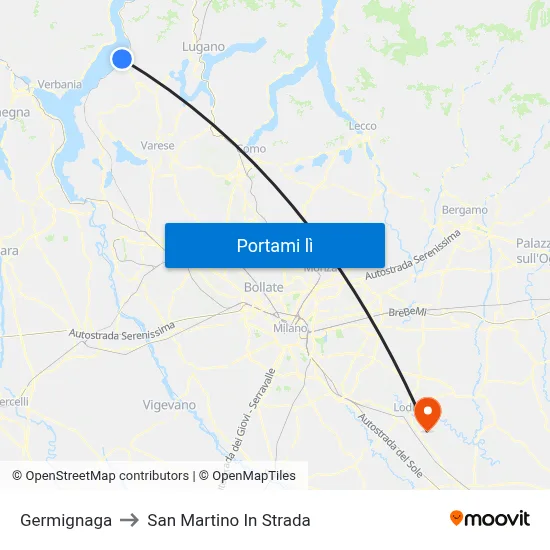 Germignaga to San Martino In Strada map