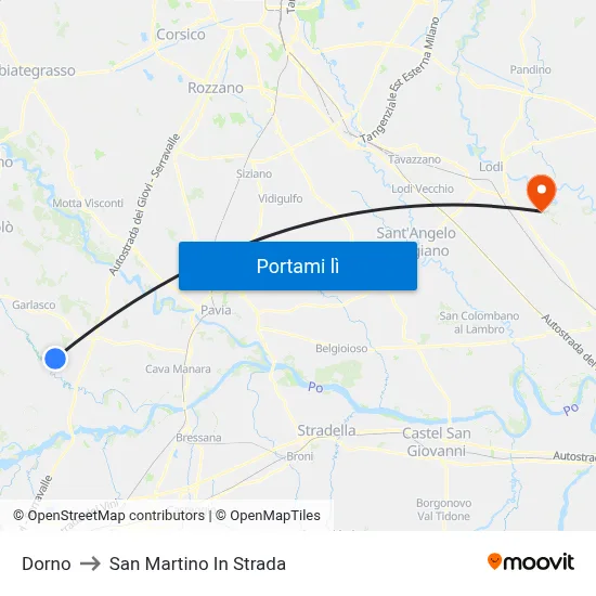 Dorno to San Martino In Strada map