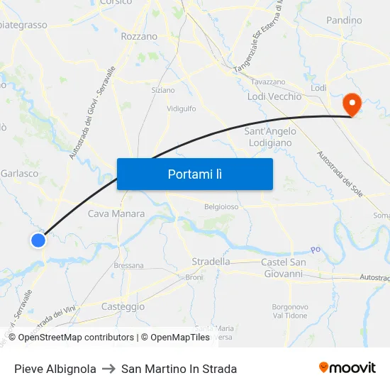 Pieve Albignola to San Martino In Strada map