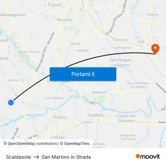 Scaldasole to San Martino In Strada map