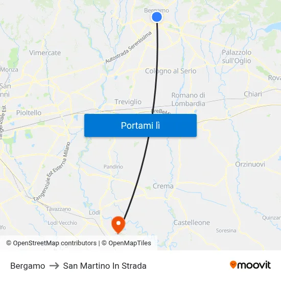 Bergamo to San Martino In Strada map