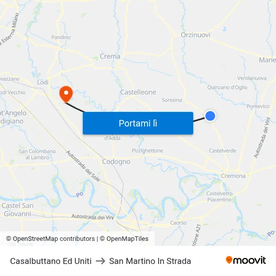 Casalbuttano Ed Uniti to San Martino In Strada map
